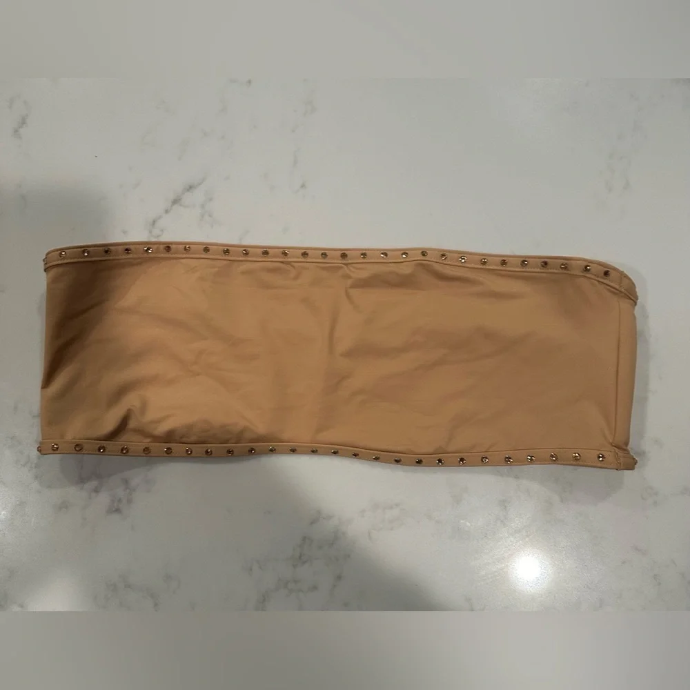 SKIMS Rhinestone Swim Bandeau Bikini Top Ochre Size 2X